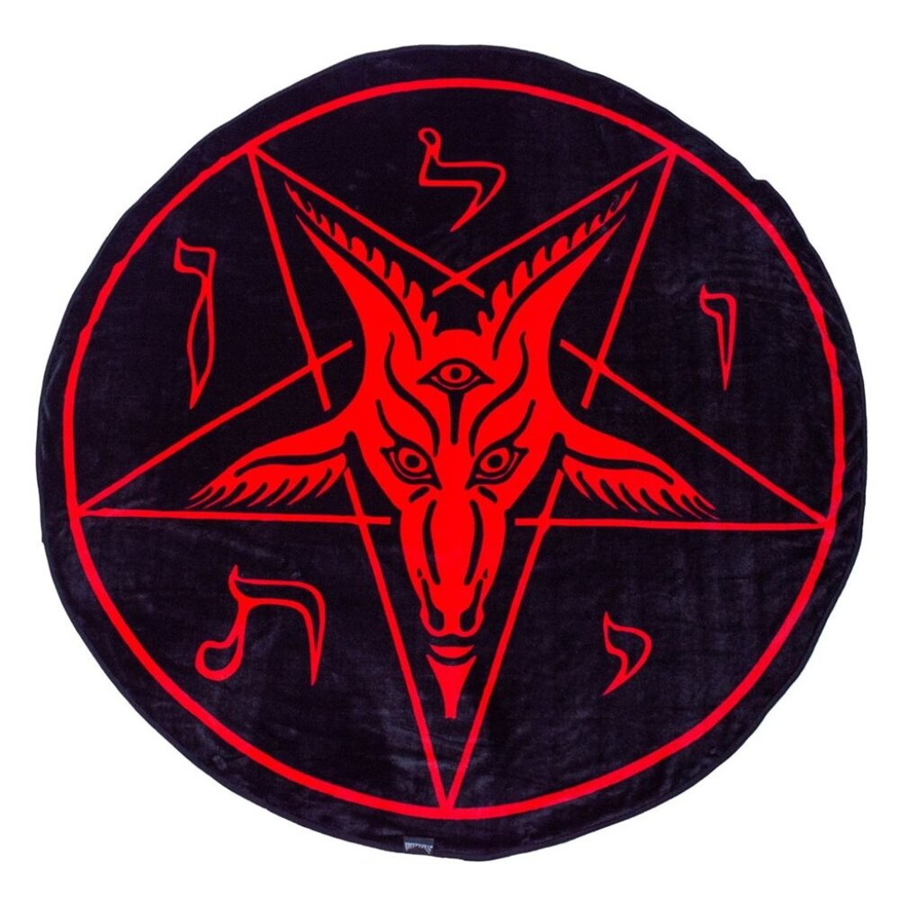 Satanic Circle Baphomet Super Soft Throw Blanket Red and Black NWT